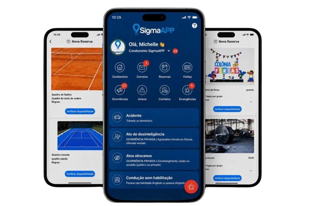 Telas do SigmaApp em um celular
